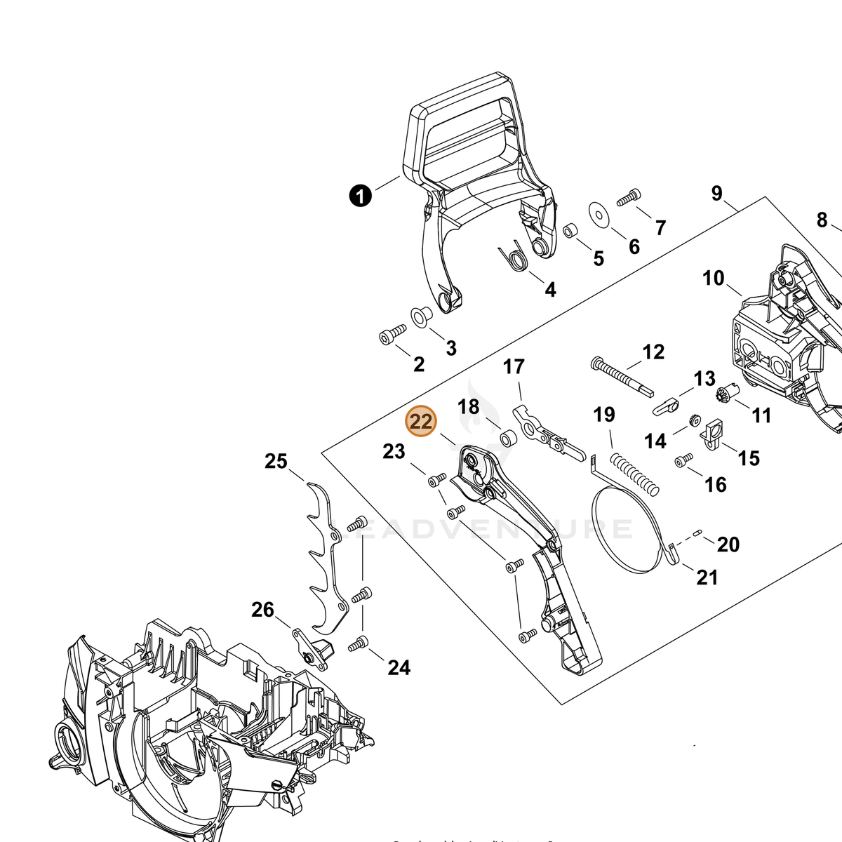ECHO part C345000651 — IPL diagram snippet (6x zoom, amber highlight)
