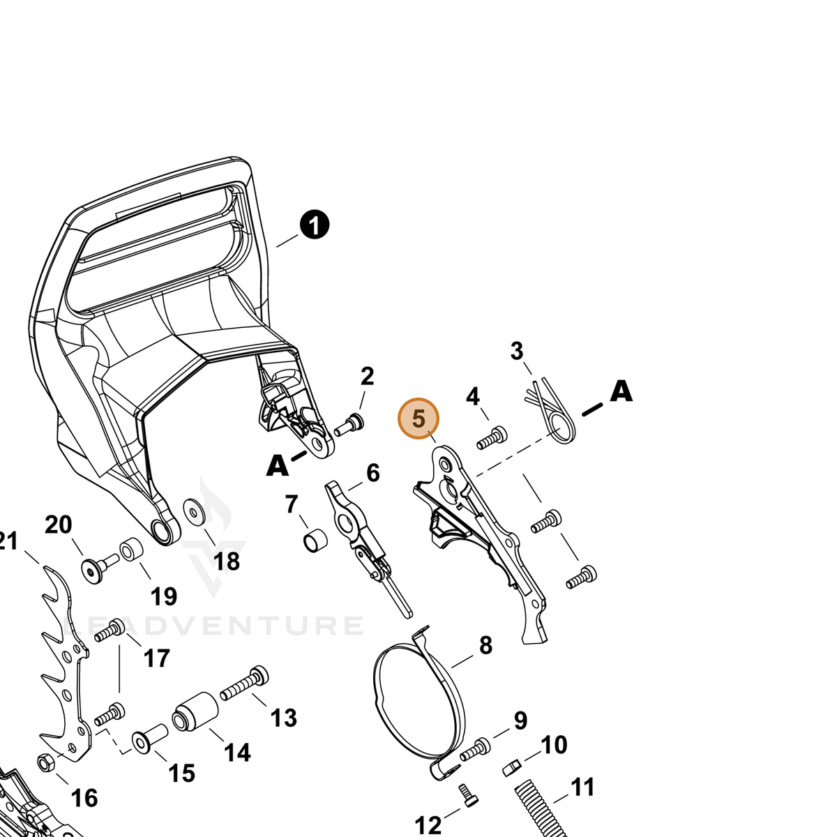 ECHO part C345000740 — IPL diagram snippet (6x zoom, amber highlight)
