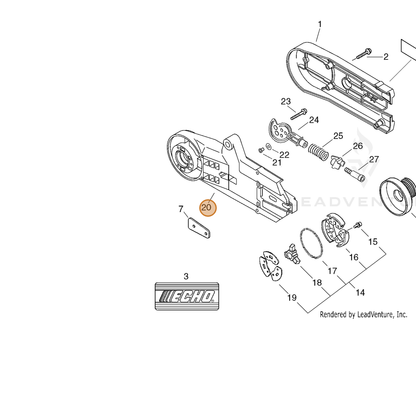 ECHO part C360000002 — IPL diagram snippet (6x zoom, amber highlight)