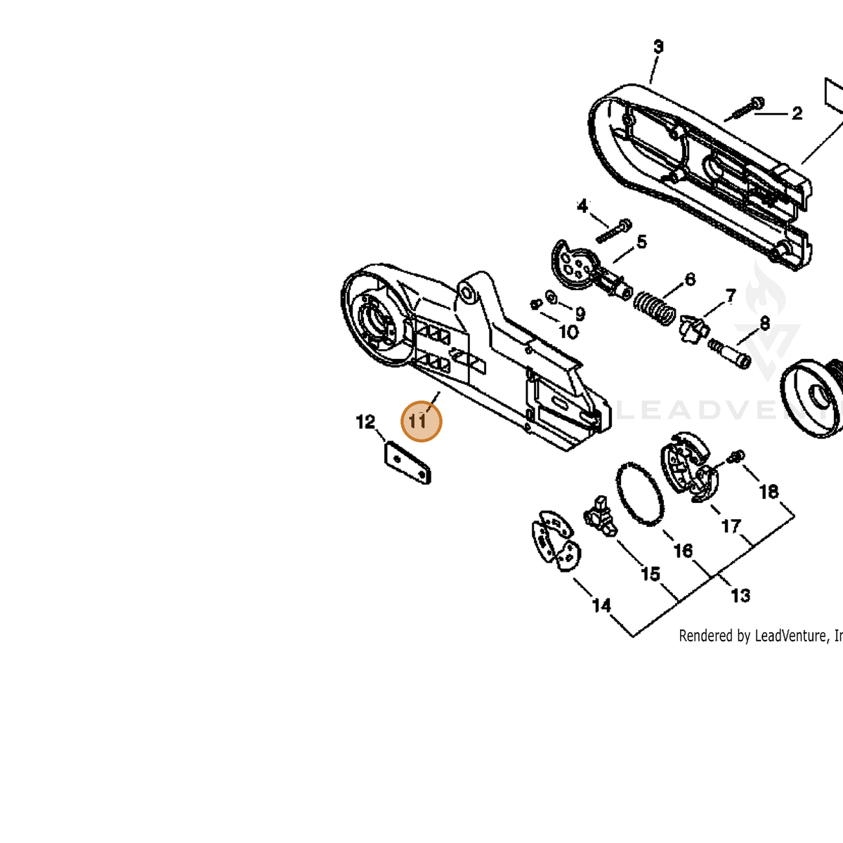 ECHO part C360000012 — IPL diagram snippet (6x zoom, amber highlight)