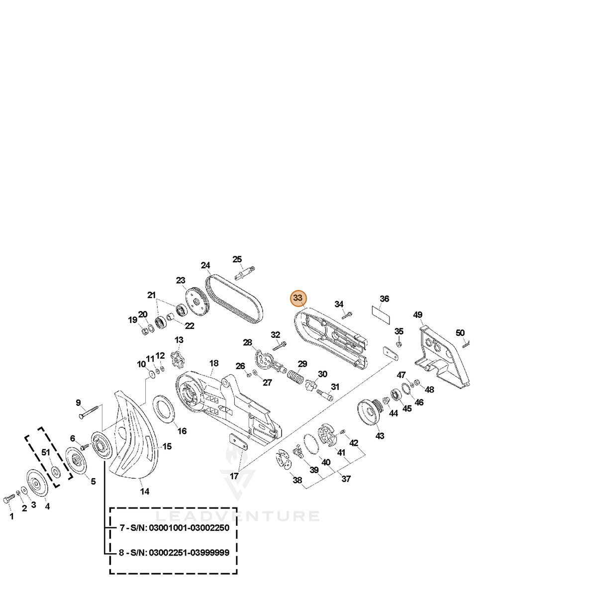ECHO part C361000000 — IPL diagram snippet (6x zoom, amber highlight)