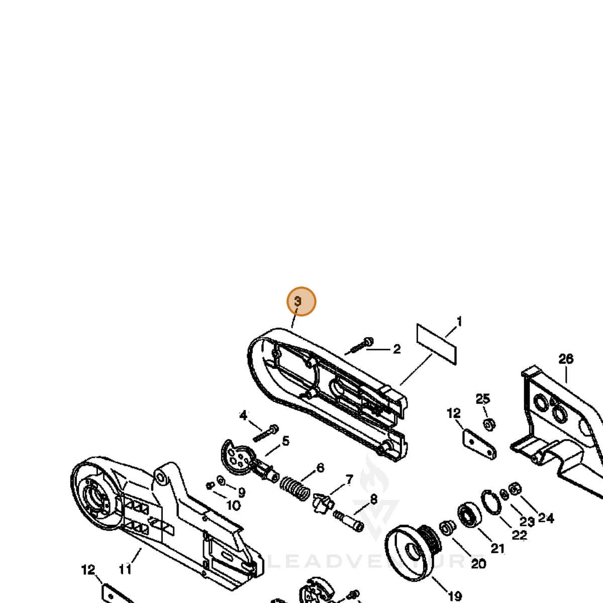 ECHO part C361000010 — IPL diagram snippet (6x zoom, amber highlight)