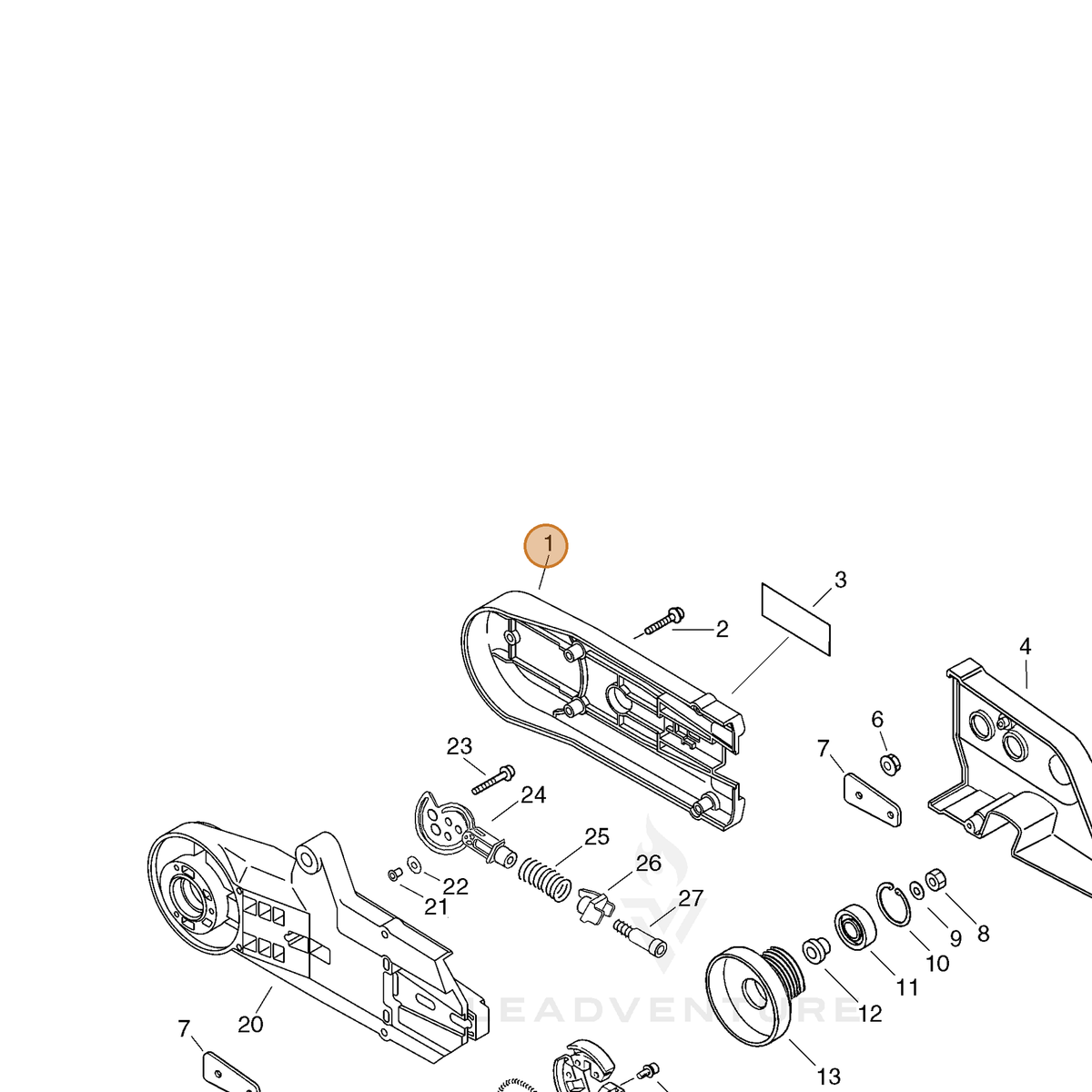 ECHO part C361000030 — IPL diagram snippet (6x zoom, amber highlight)