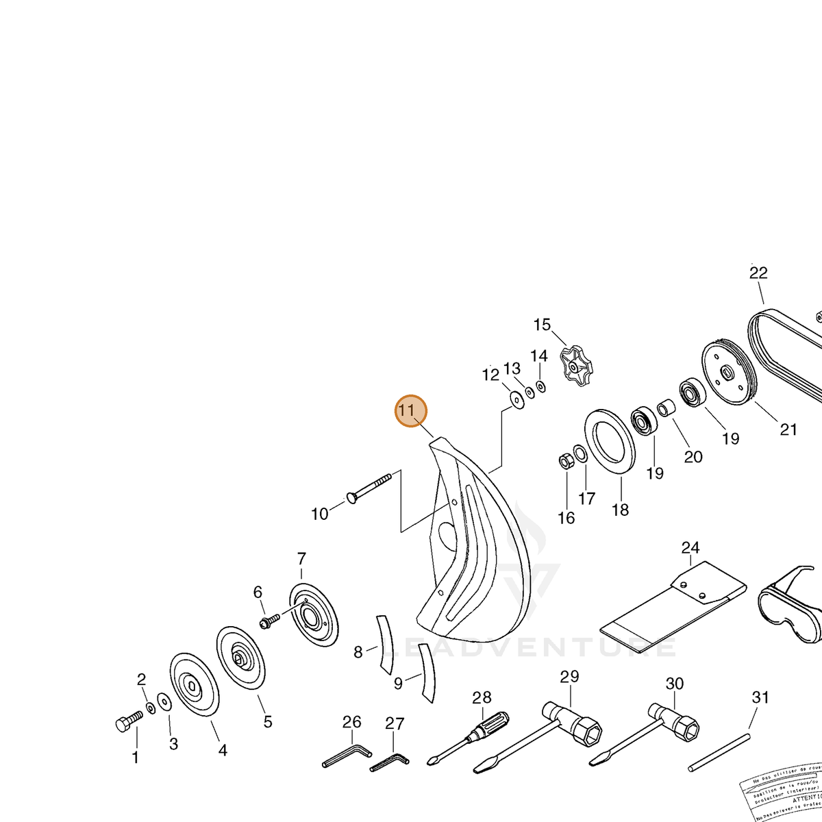 ECHO part C370000020 — IPL diagram snippet (6x zoom, amber highlight)