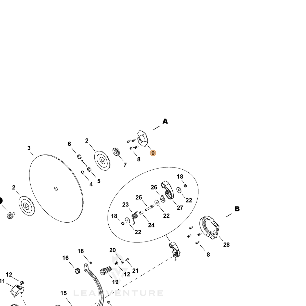 ECHO part C371000160 — IPL diagram snippet (6x zoom, amber highlight)