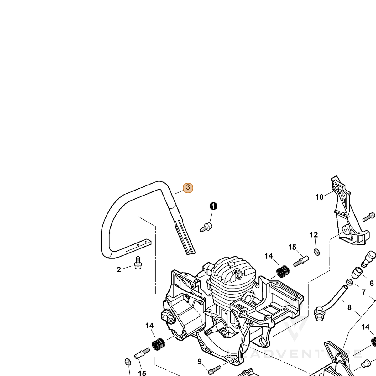 ECHO part C400000011 — IPL diagram snippet (6x zoom, amber highlight)