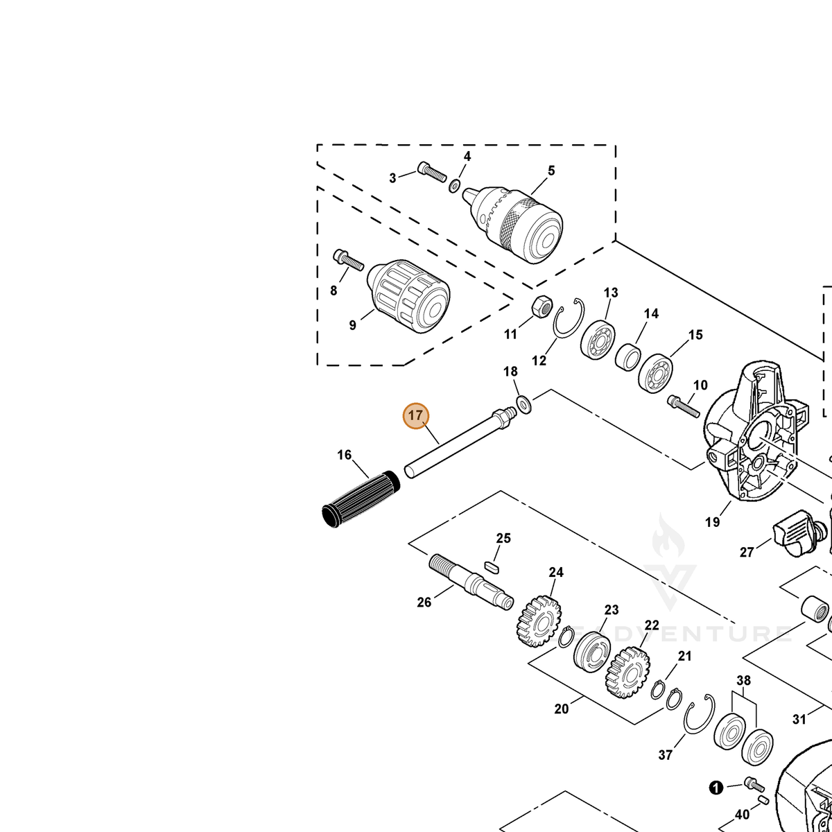 ECHO part C400000090 — IPL diagram snippet (6x zoom, amber highlight)