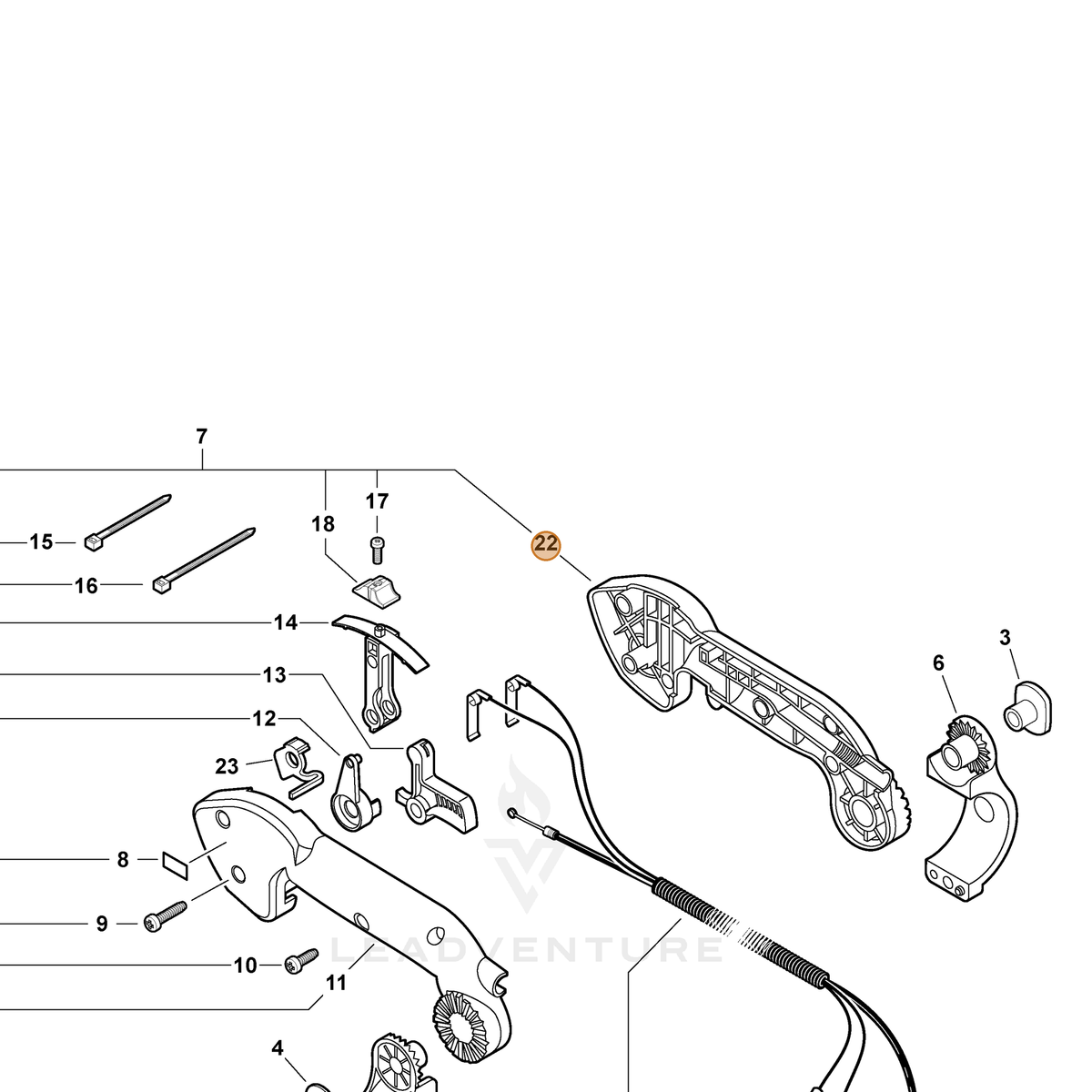ECHO part C400000421 — IPL diagram snippet (6x zoom, amber highlight)