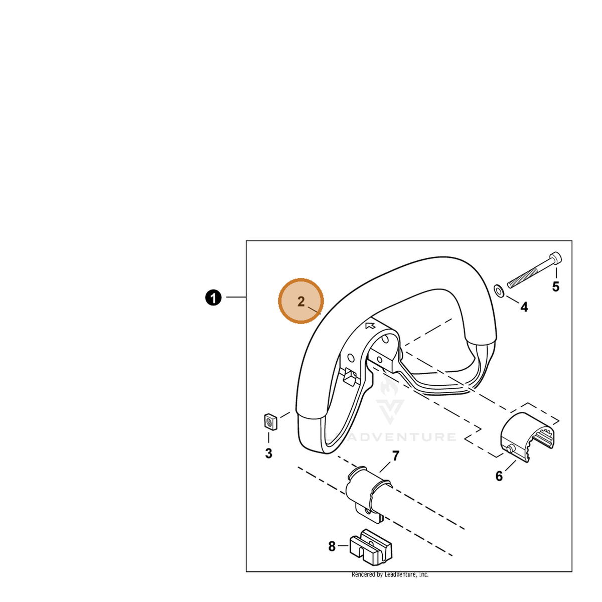 ECHO part C400001021 — IPL diagram snippet (6x zoom, amber highlight)