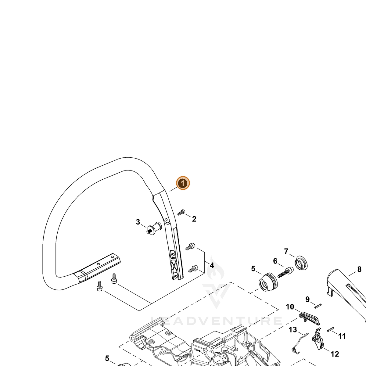 ECHO part C400001470 — IPL diagram snippet (6x zoom, amber highlight)