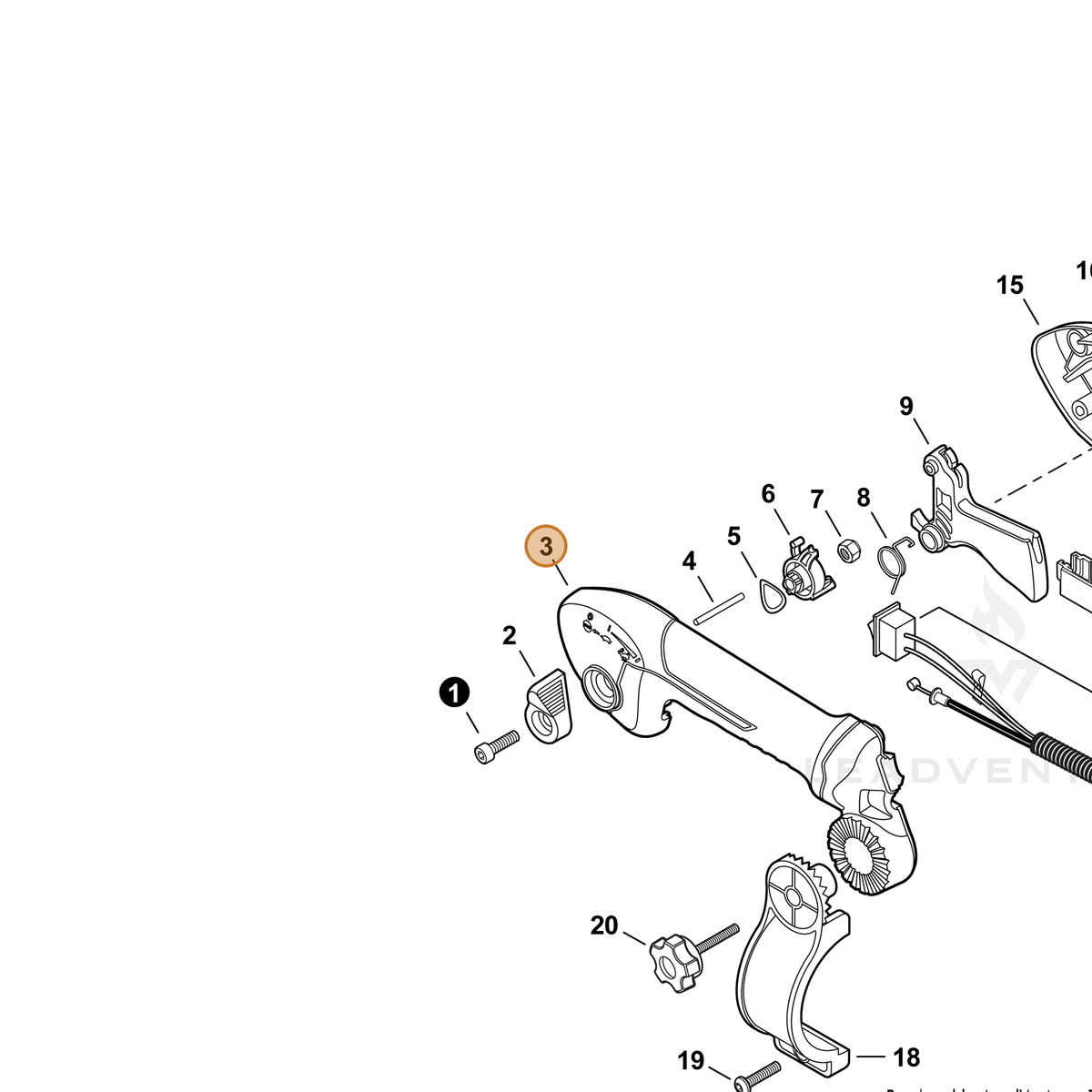 ECHO part C400001532 — IPL diagram snippet (6x zoom, amber highlight)