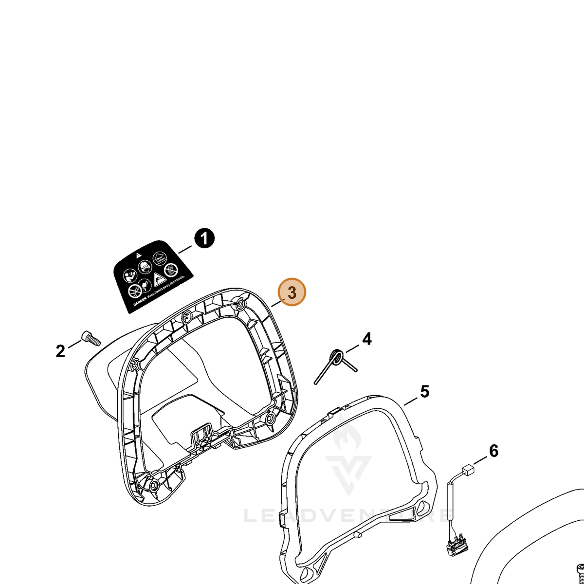 ECHO part C400001570 — IPL diagram snippet (6x zoom, amber highlight)
