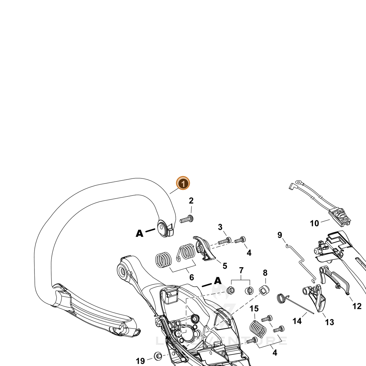 ECHO part C400001700 — IPL diagram snippet (6x zoom, amber highlight)