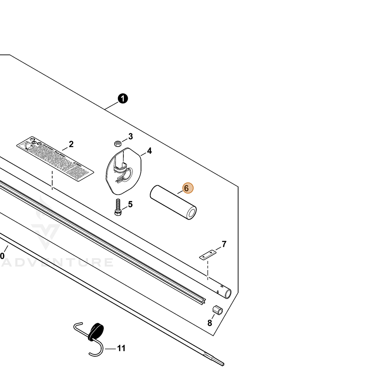 ECHO part C403000100 — IPL diagram snippet (6x zoom, amber highlight)