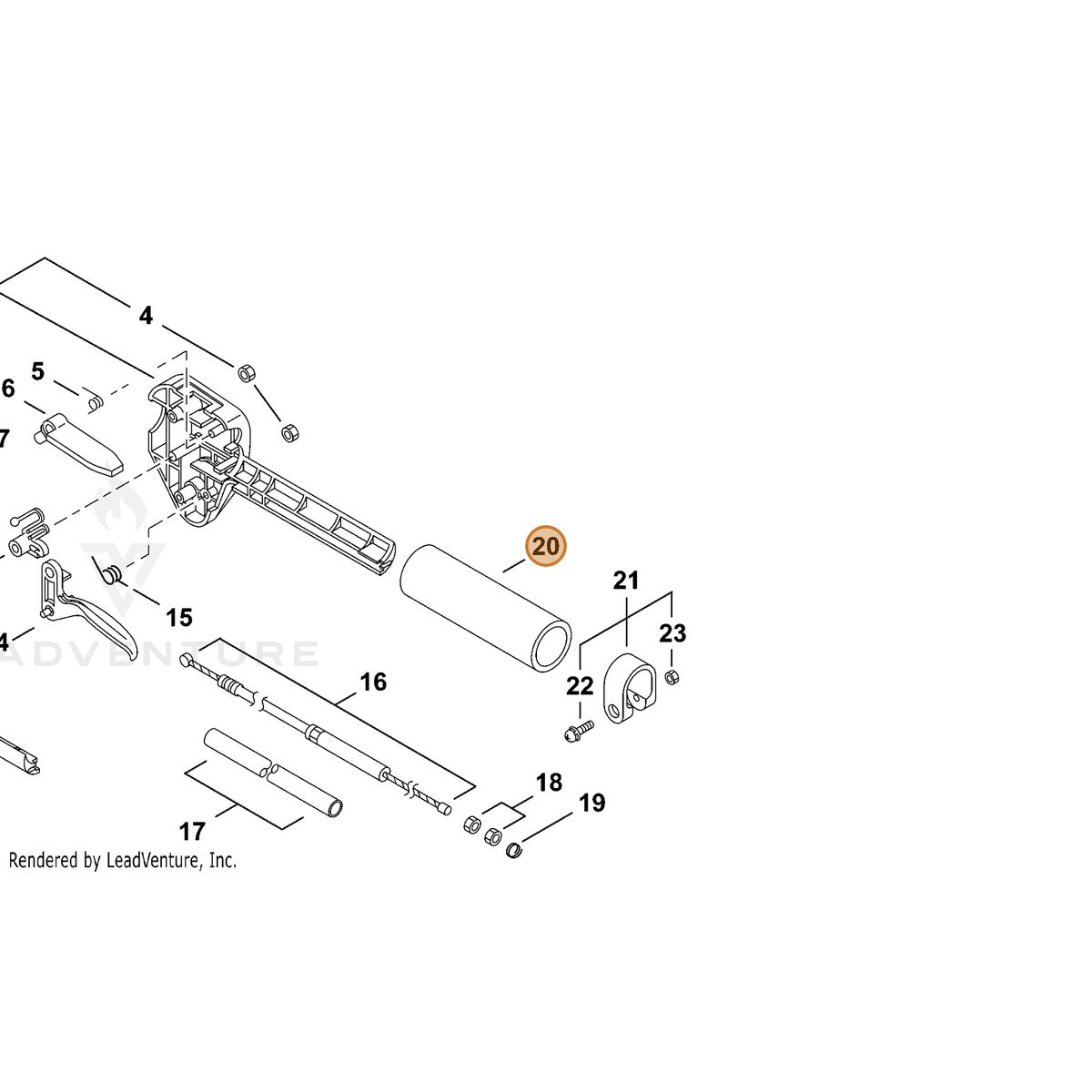 ECHO part C403000140 — IPL diagram snippet (6x zoom, amber highlight)