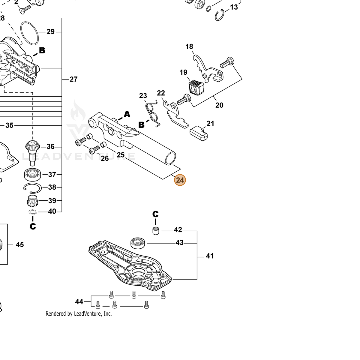 ECHO part C403000880 — IPL diagram snippet (6x zoom, amber highlight)