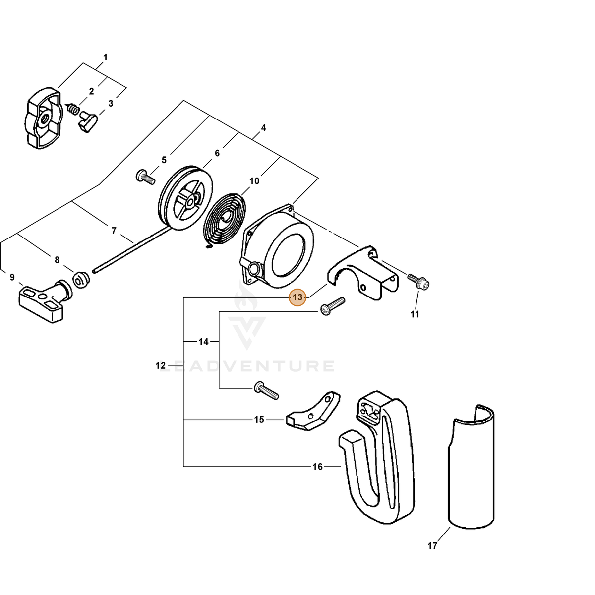 ECHO part C405000010 — IPL diagram snippet (6x zoom, amber highlight)