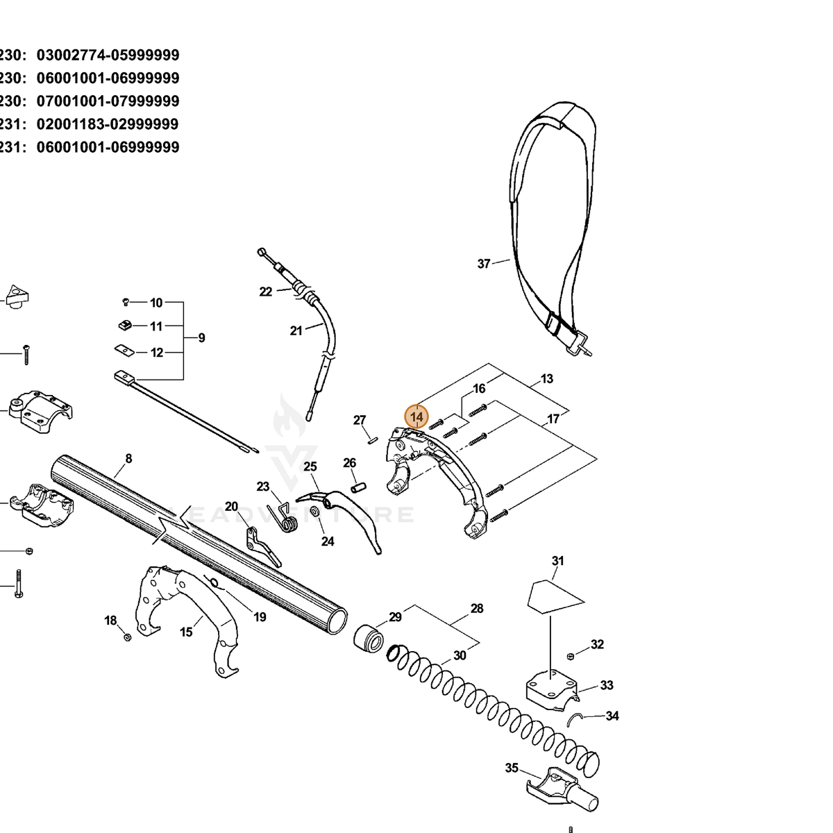 ECHO part C410000091 — IPL diagram snippet (6x zoom, amber highlight)
