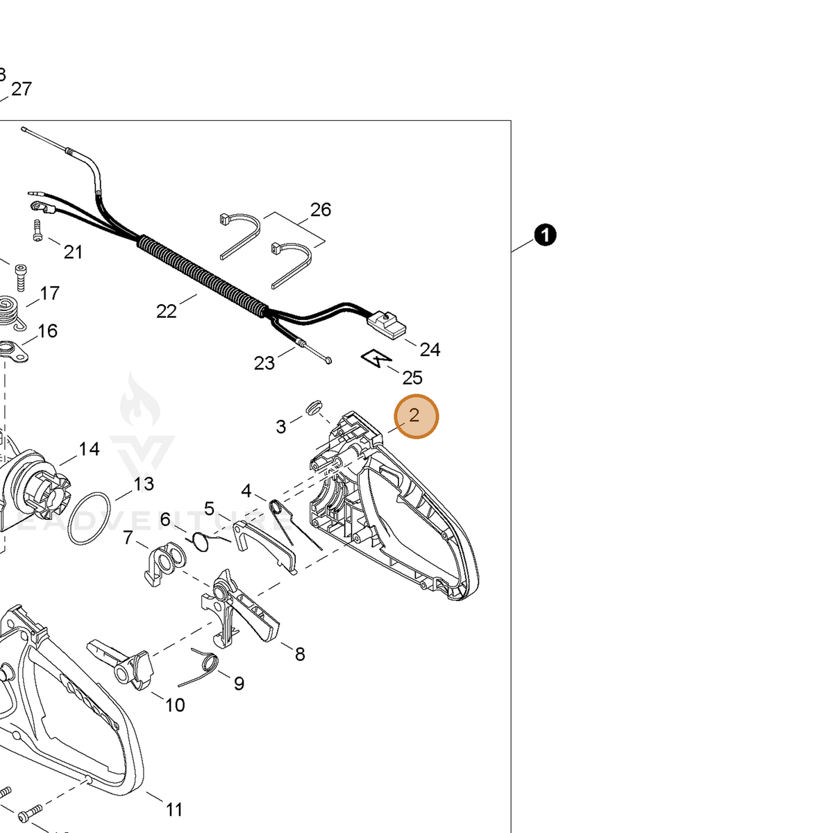 ECHO part C410000662 — IPL diagram snippet (6x zoom, amber highlight)