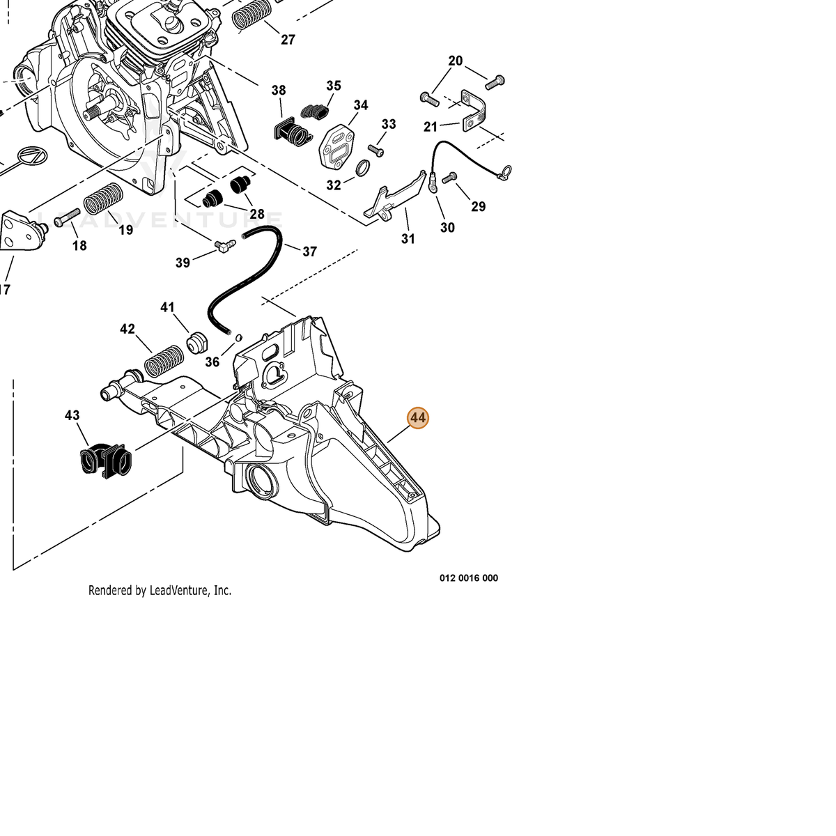 ECHO part C410001002 — IPL diagram snippet (6x zoom, amber highlight)