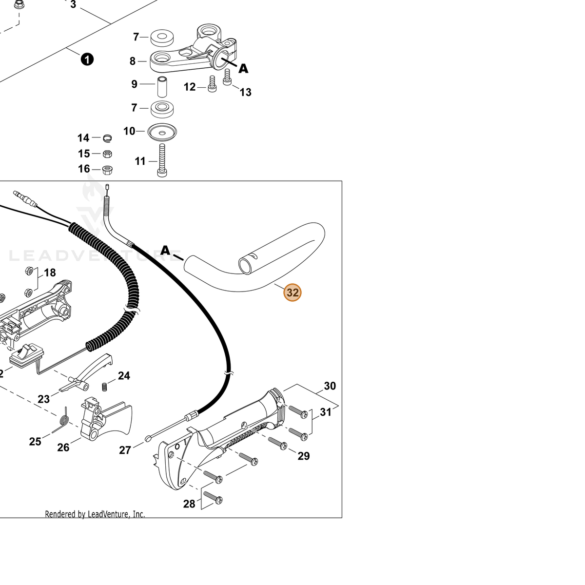 ECHO part C410001410 — IPL diagram snippet (6x zoom, amber highlight)
