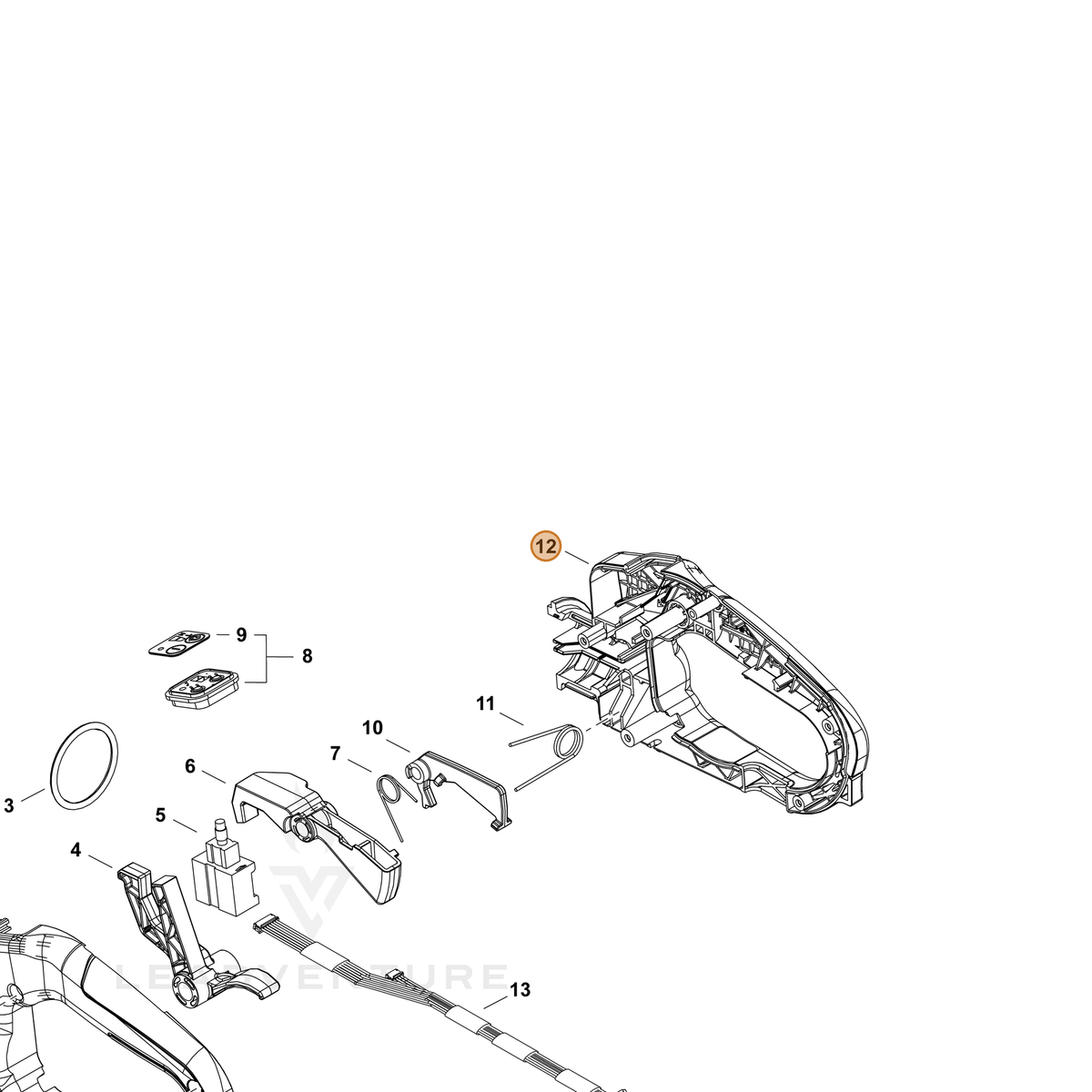 ECHO part C410001570 — IPL diagram snippet (6x zoom, amber highlight)