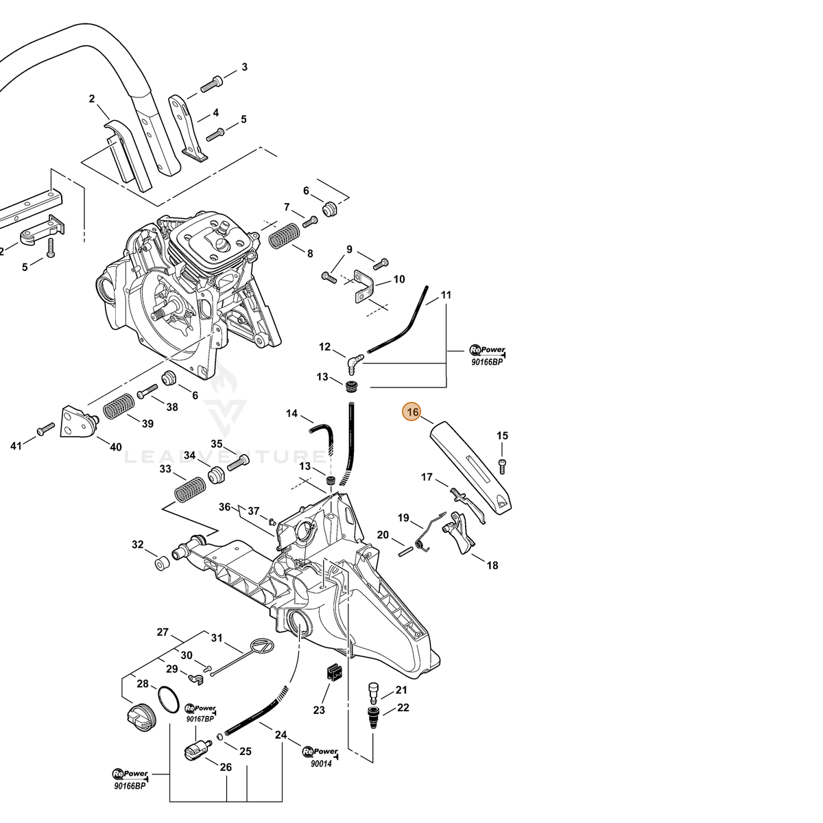 ECHO part C411000001 — IPL diagram snippet (6x zoom, amber highlight)