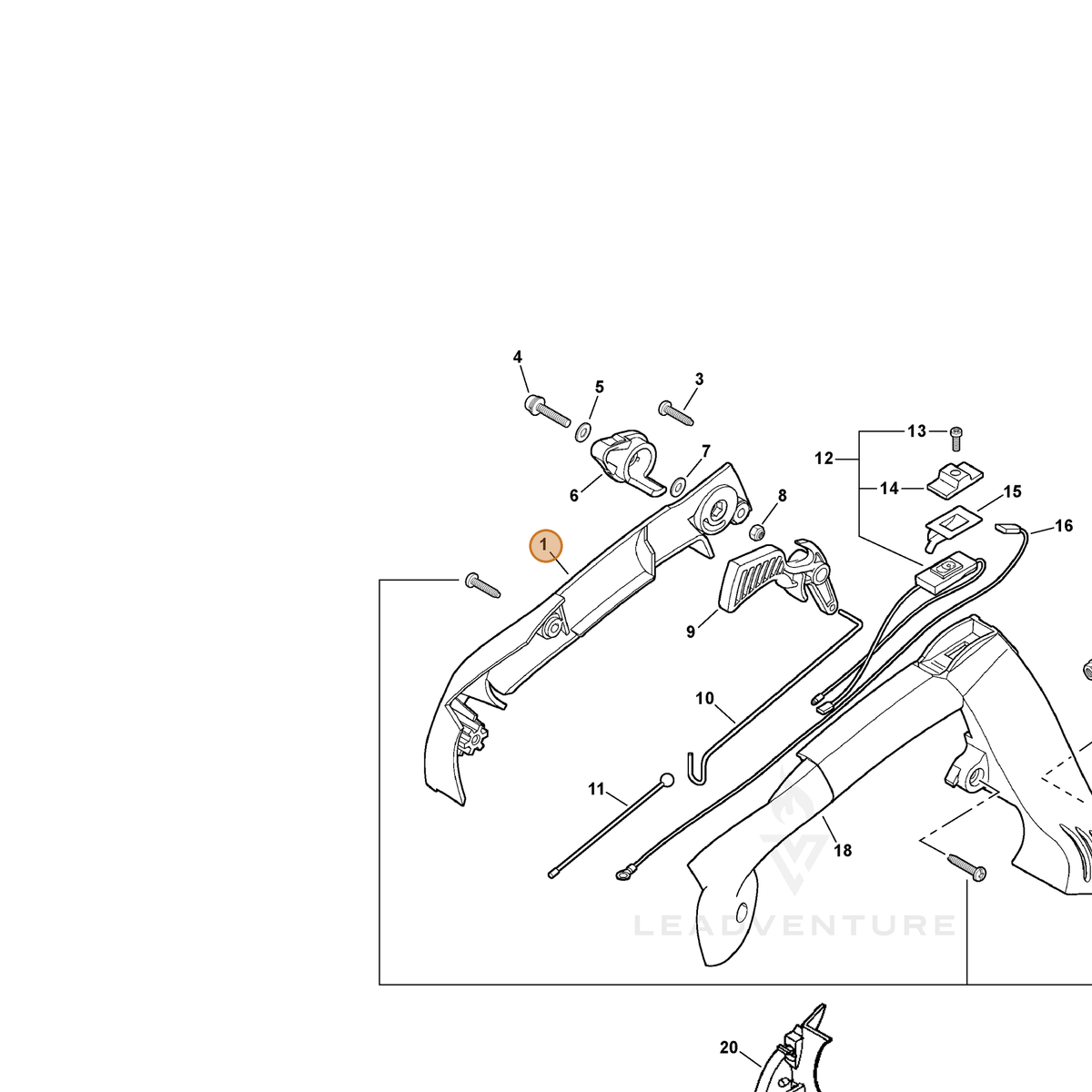 ECHO part C411000010 — IPL diagram snippet (6x zoom, amber highlight)