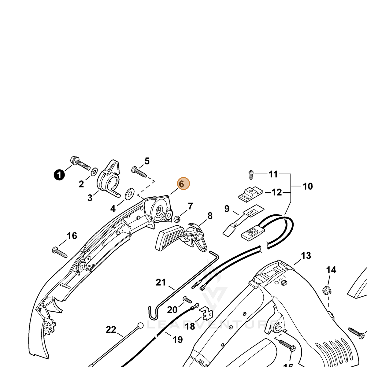 ECHO part C411000023 — IPL diagram snippet (6x zoom, amber highlight)
