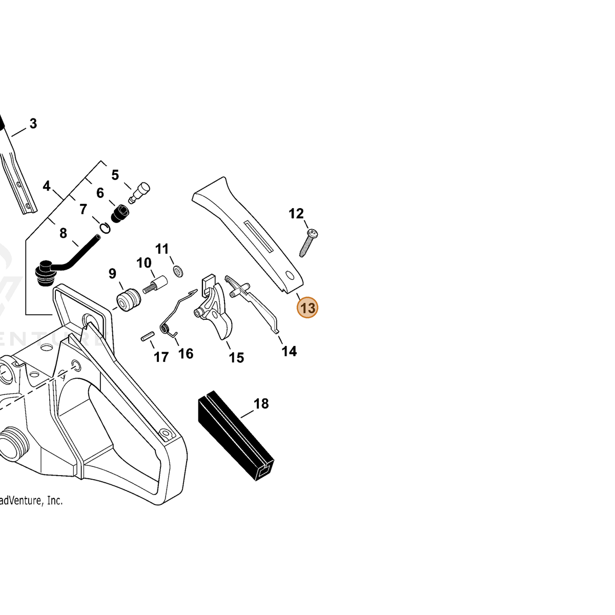 Echo part C411000061 — IPL diagram snippet (6x zoom, amber highlight)