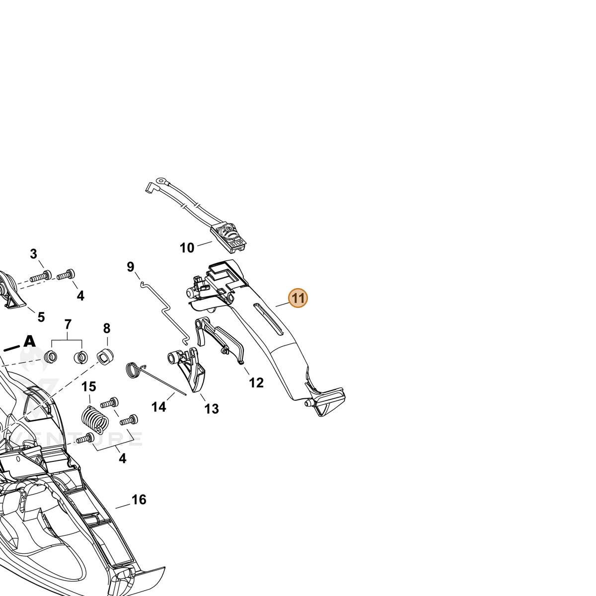 ECHO part C411000260 — IPL diagram snippet (6x zoom, amber highlight)