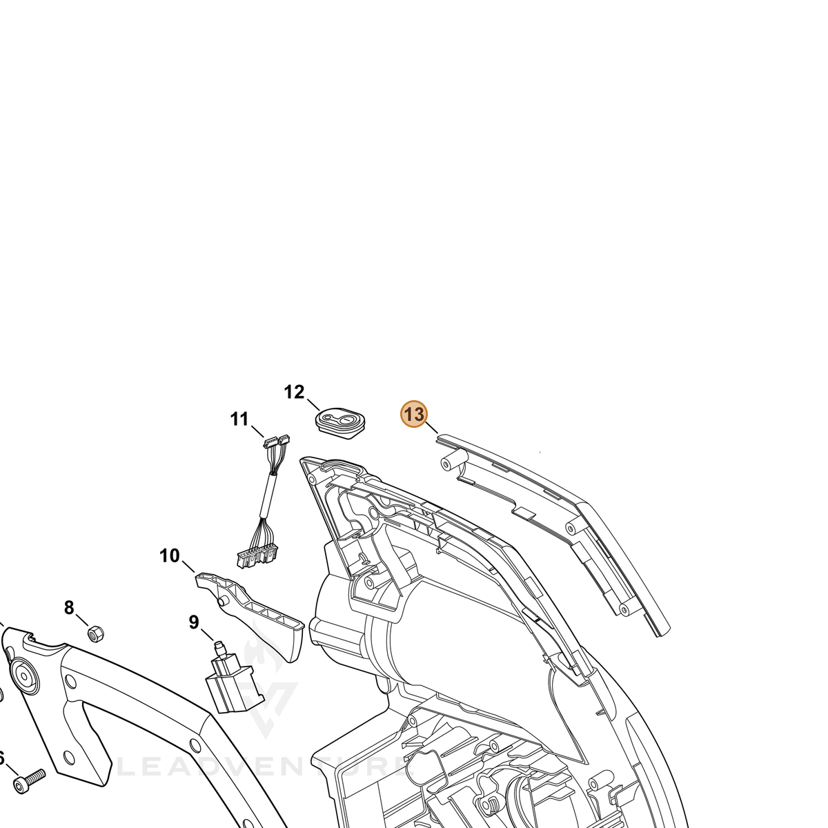 ECHO part C412000730 — IPL diagram snippet (6x zoom, amber highlight)