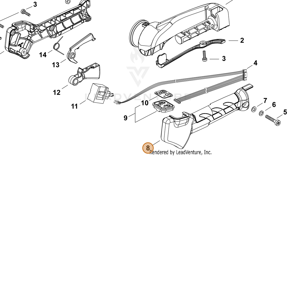 ECHO part C412000800 — IPL diagram snippet (6x zoom, amber highlight)