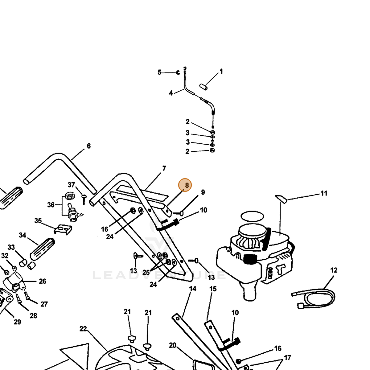 ECHO part C415000190 — IPL diagram snippet (6x zoom, amber highlight)
