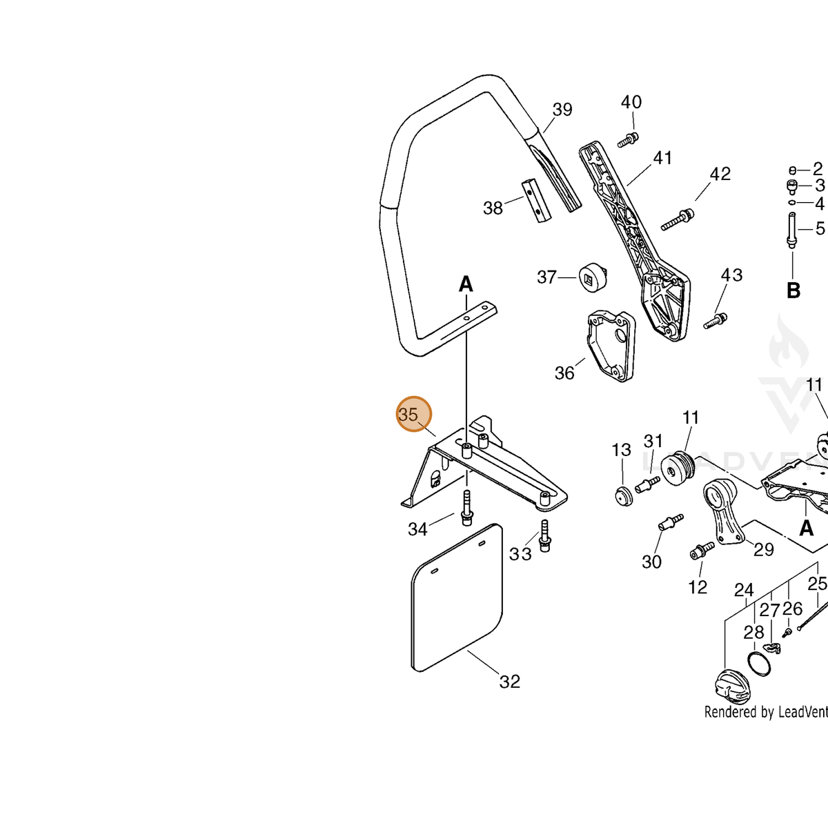 ECHO part C423000130 — IPL diagram snippet (6x zoom, amber highlight)