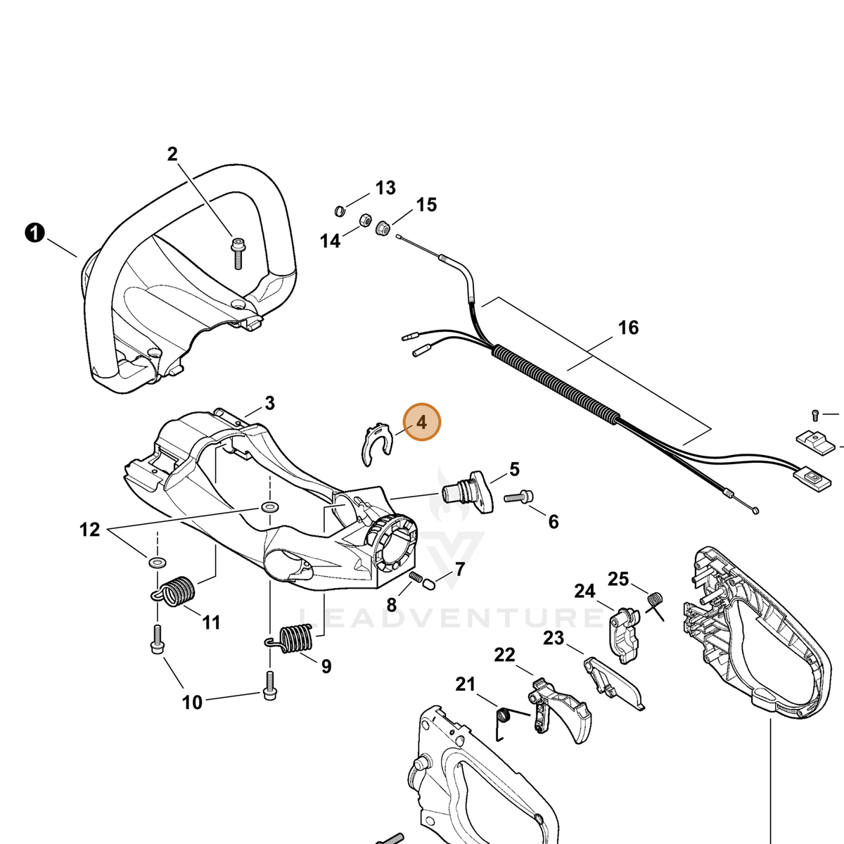 ECHO part C423000280 — IPL diagram snippet (6x zoom, amber highlight)