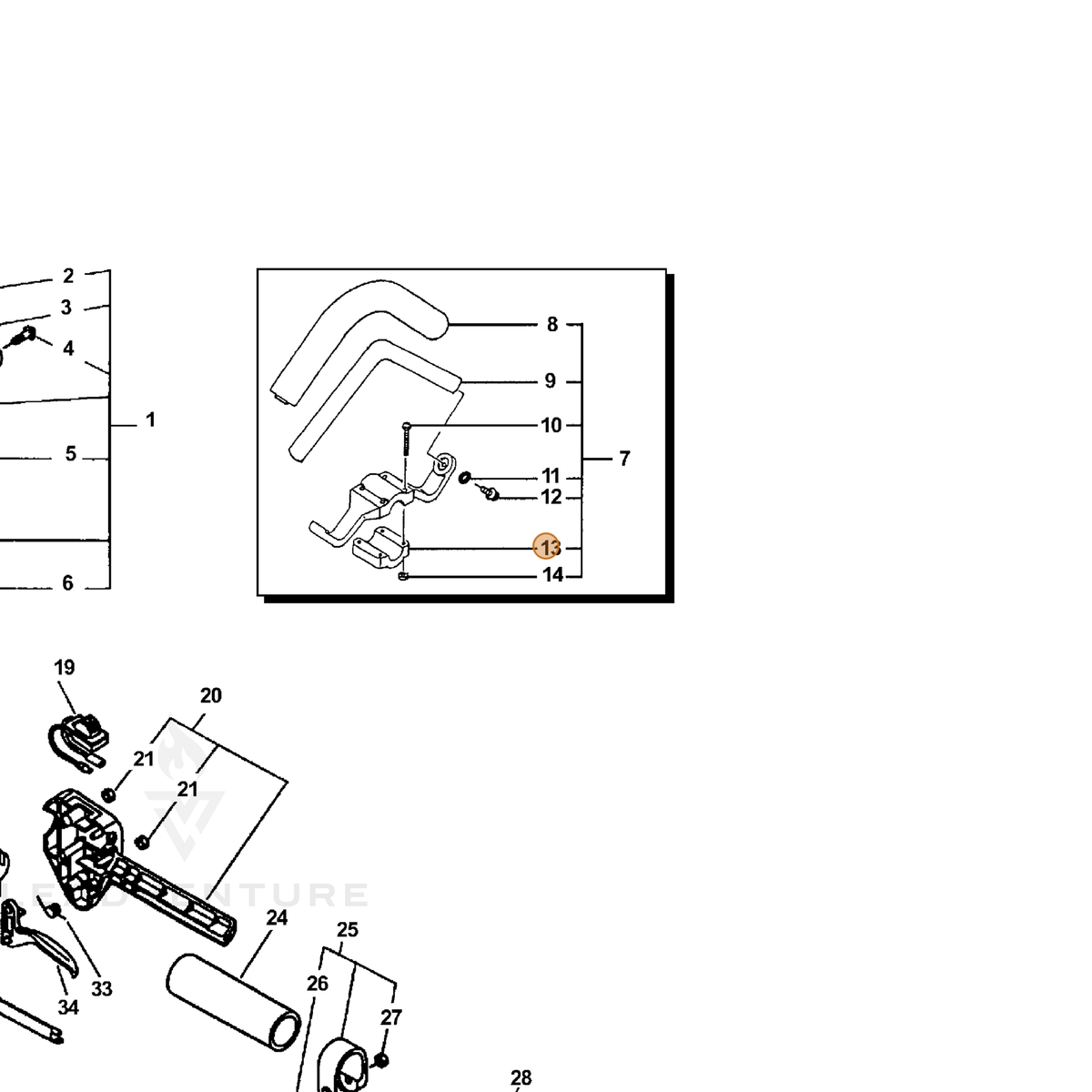 ECHO part C423000300 — IPL diagram snippet (6x zoom, amber highlight)