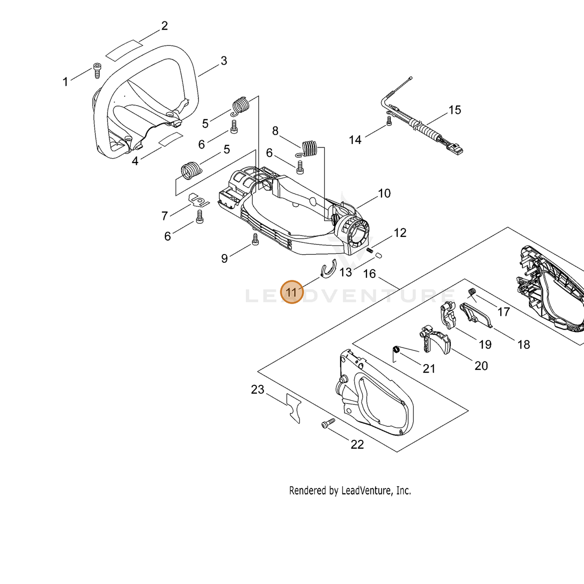 ECHO part C423000980 — IPL diagram snippet (6x zoom, amber highlight)