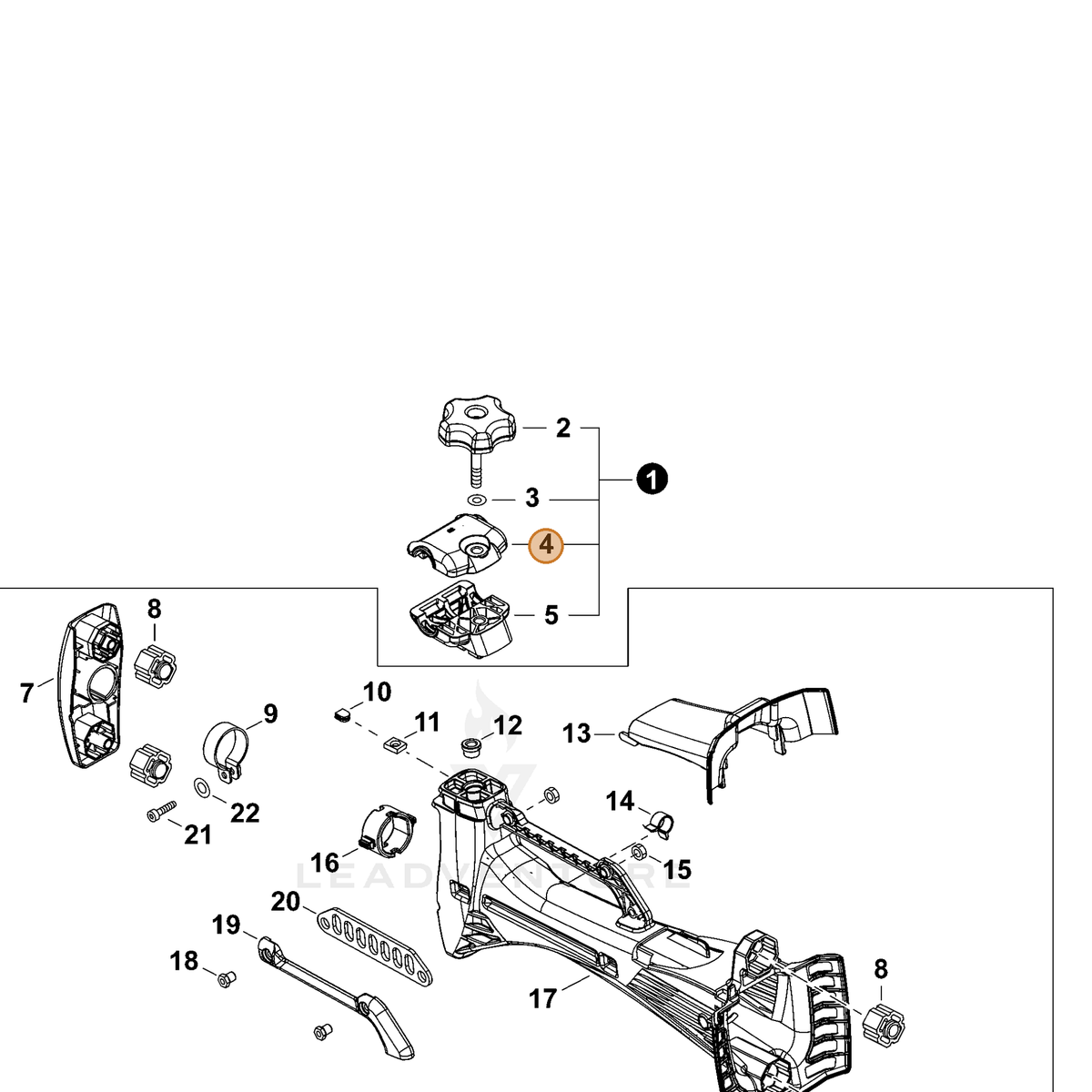 ECHO part C423001070 — IPL diagram snippet (6x zoom, amber highlight)