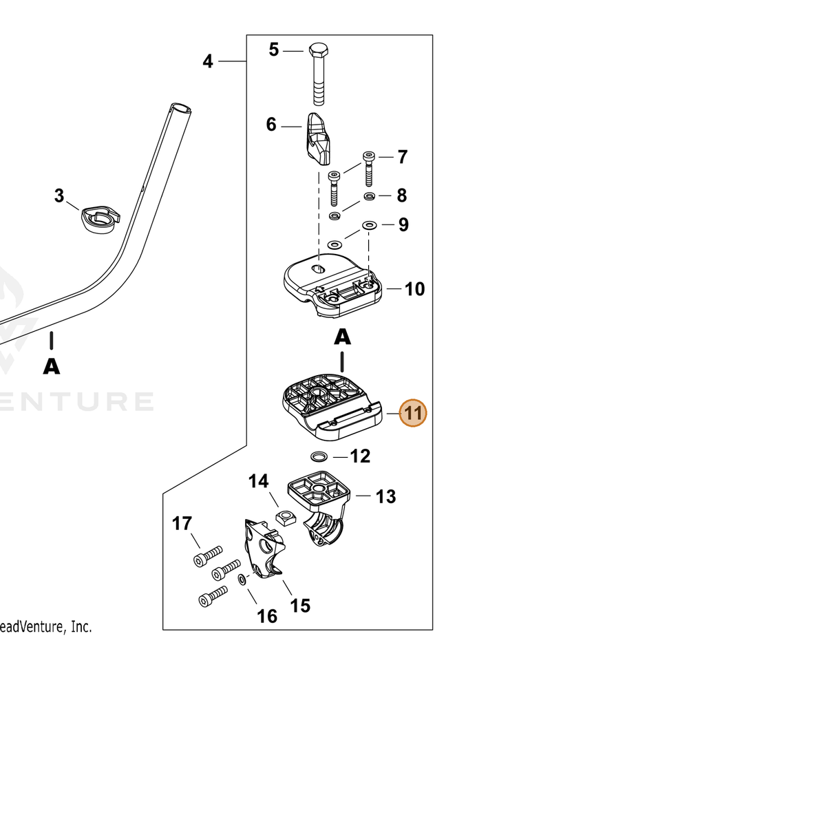 ECHO part C423001100 — IPL diagram snippet (6x zoom, amber highlight)
