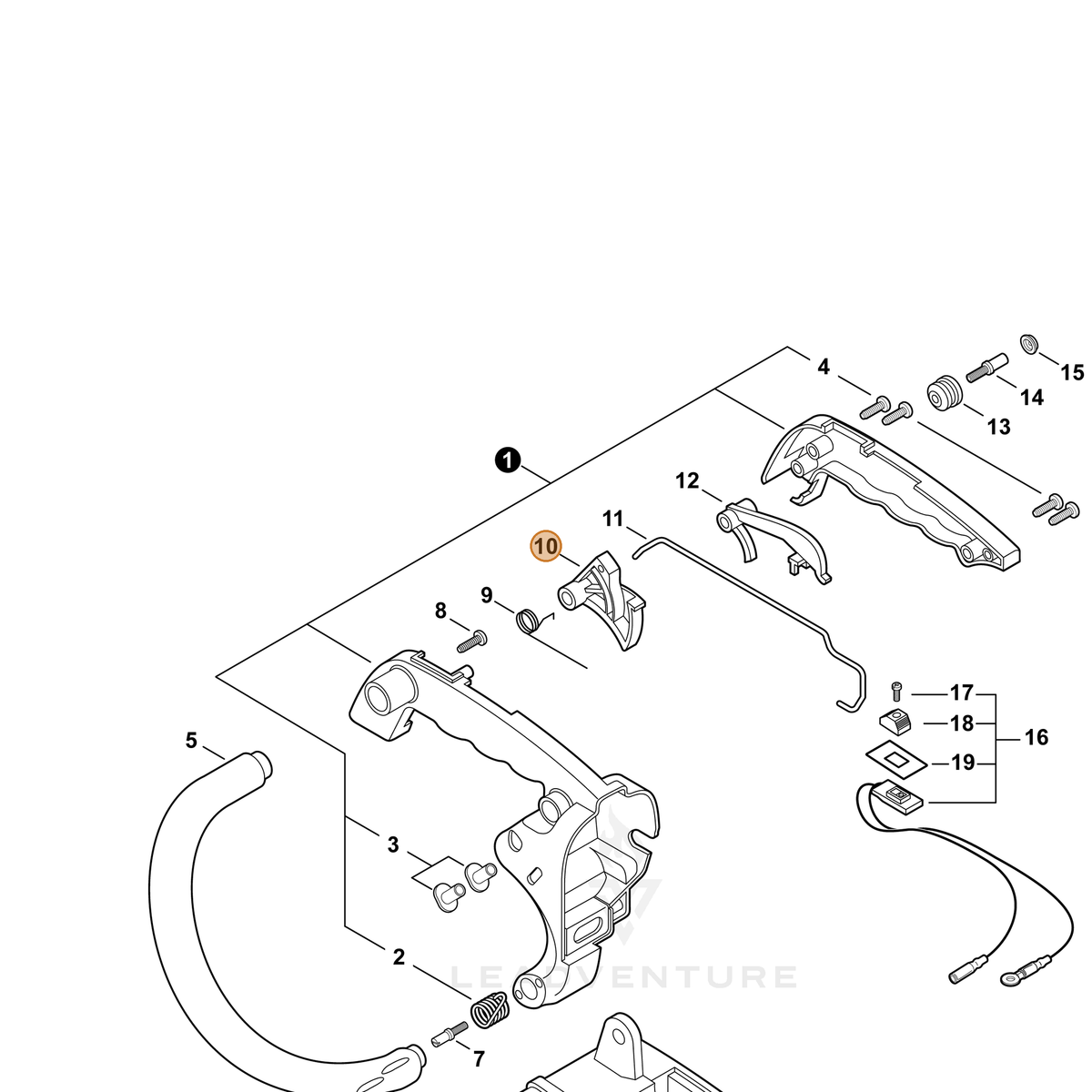 ECHO part C450000010 — IPL diagram snippet (6x zoom, amber highlight)