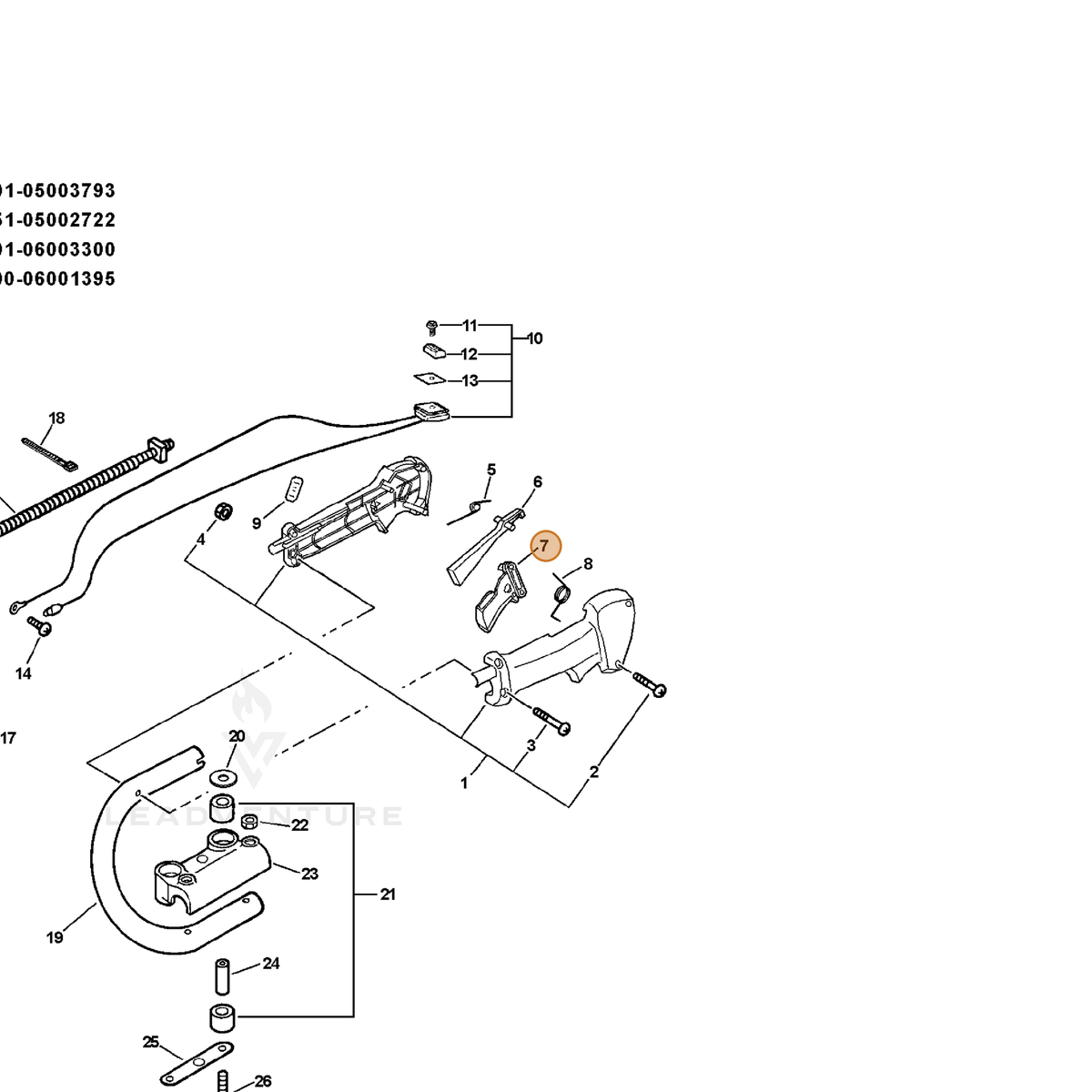 ECHO part C450000022 — IPL diagram snippet (6x zoom, amber highlight)