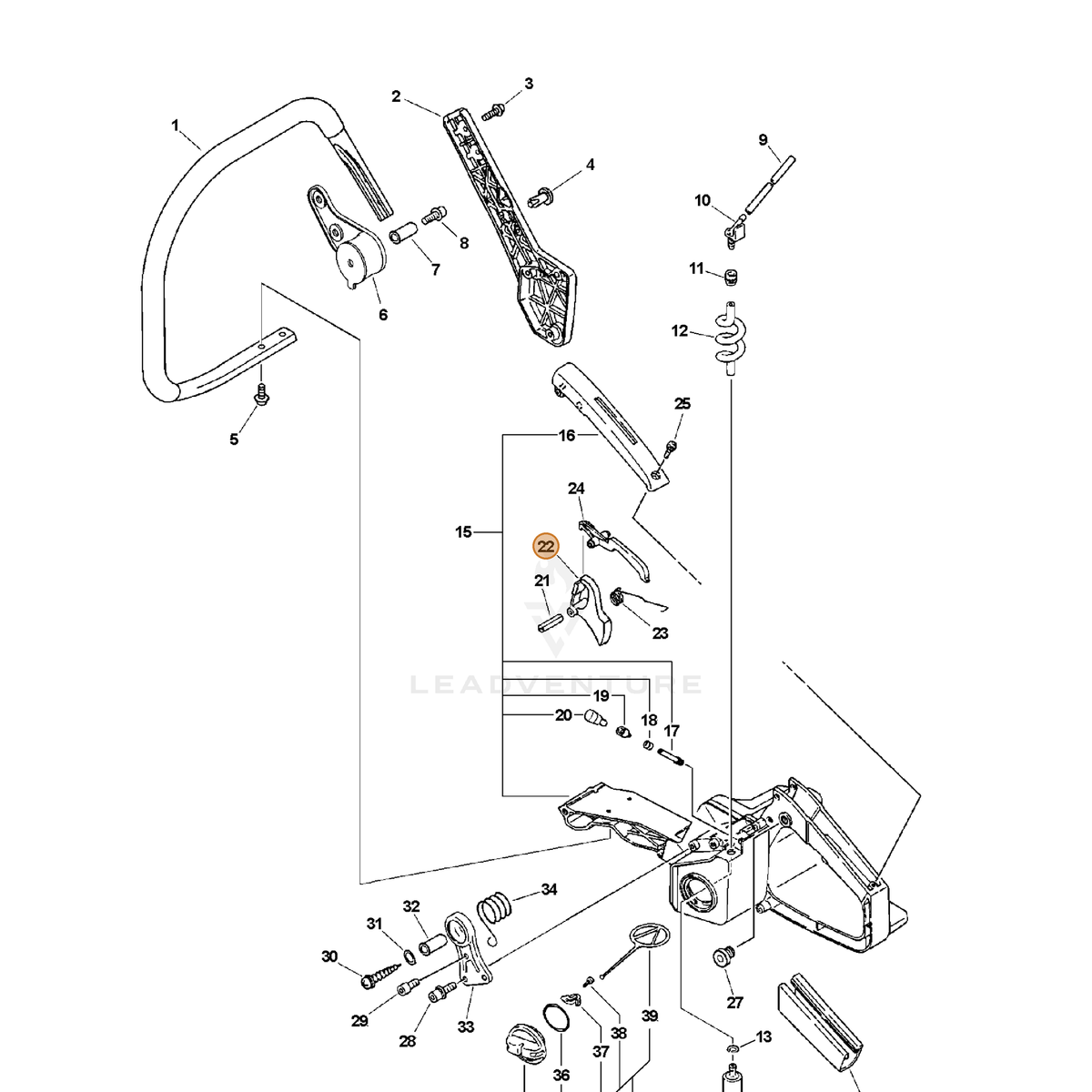 ECHO part C450000281 — IPL diagram snippet (6x zoom, amber highlight)