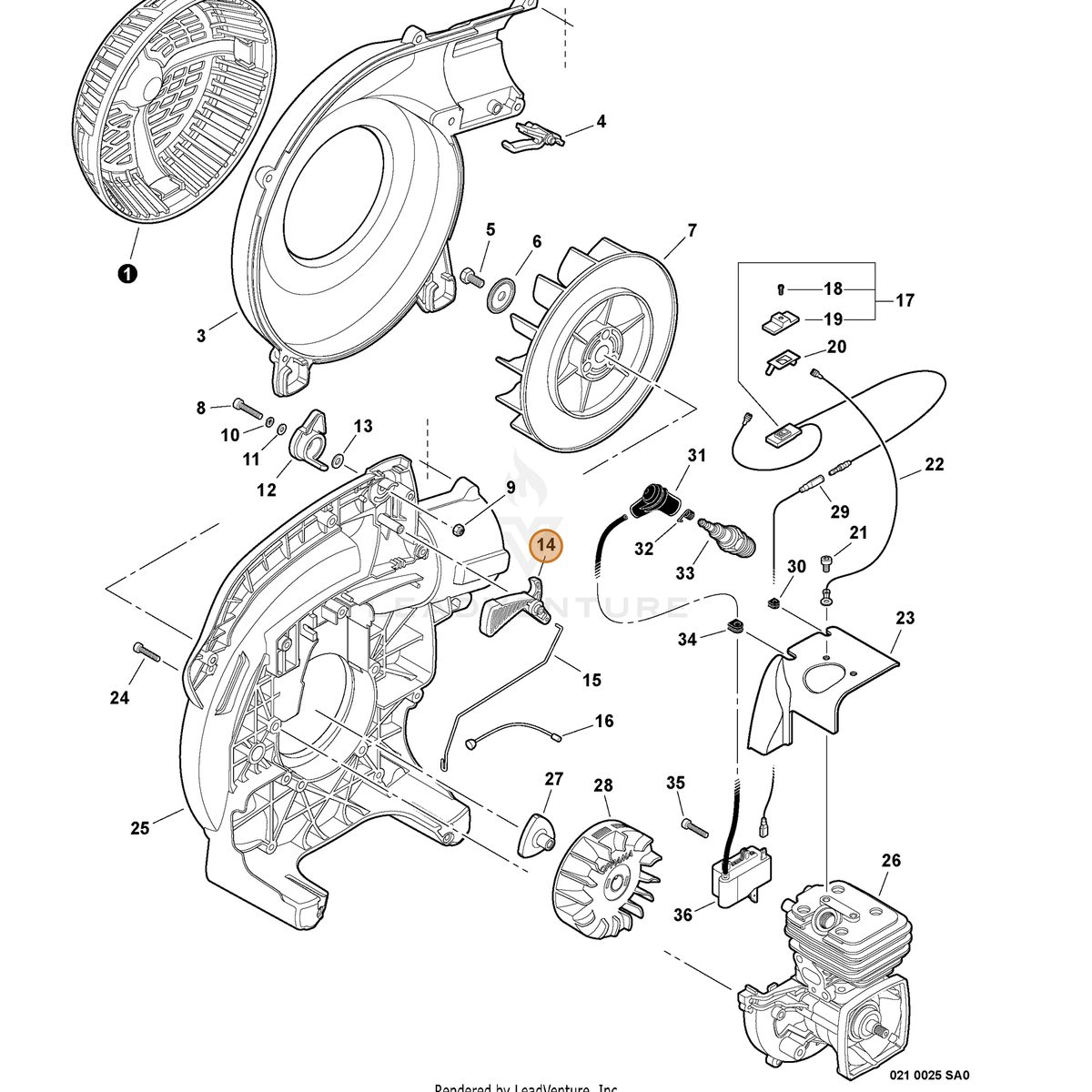 ECHO part C450000721 — IPL diagram snippet (6x zoom, amber highlight)