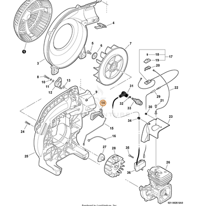ECHO part C450000721 — IPL diagram snippet (6x zoom, amber highlight)