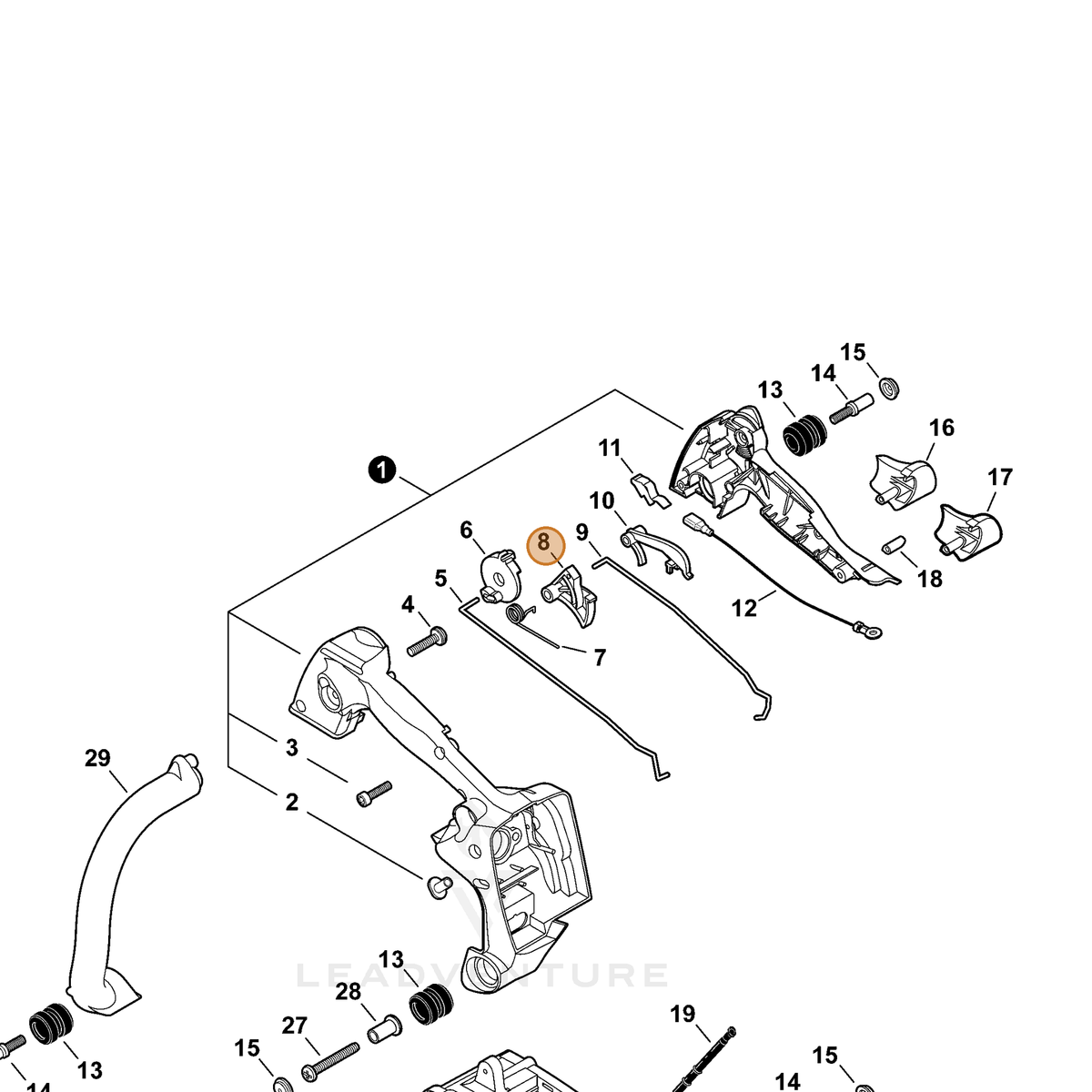 ECHO part C450000731 — IPL diagram snippet (6x zoom, amber highlight)