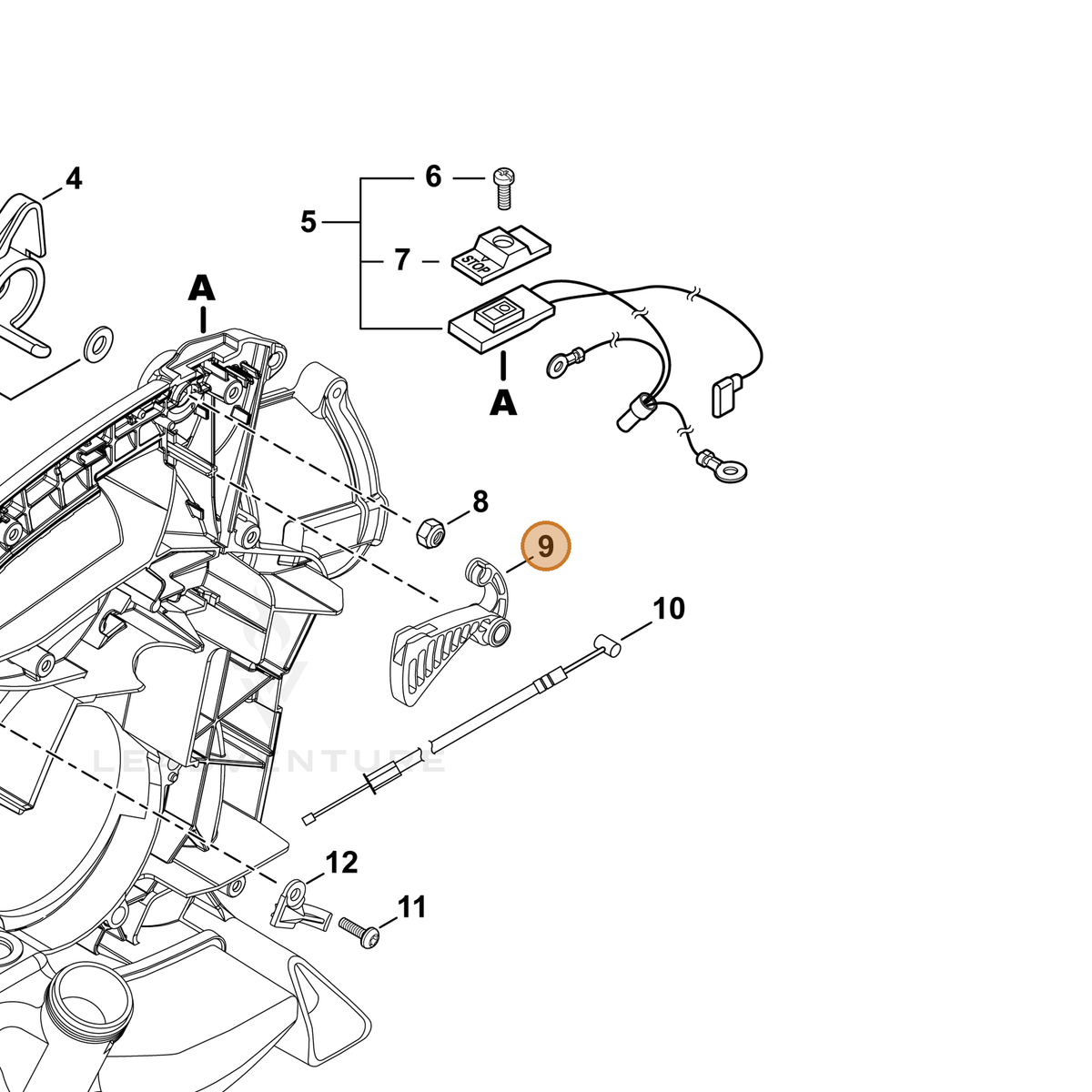 ECHO part C450001050 — IPL diagram snippet (6x zoom, amber highlight)