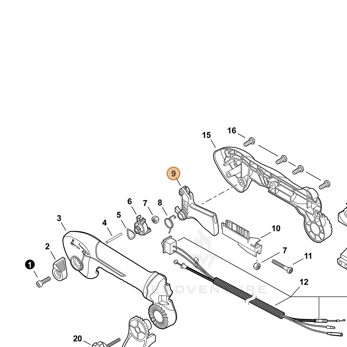 ECHO part C450001140 — IPL diagram snippet (6x zoom, amber highlight)
