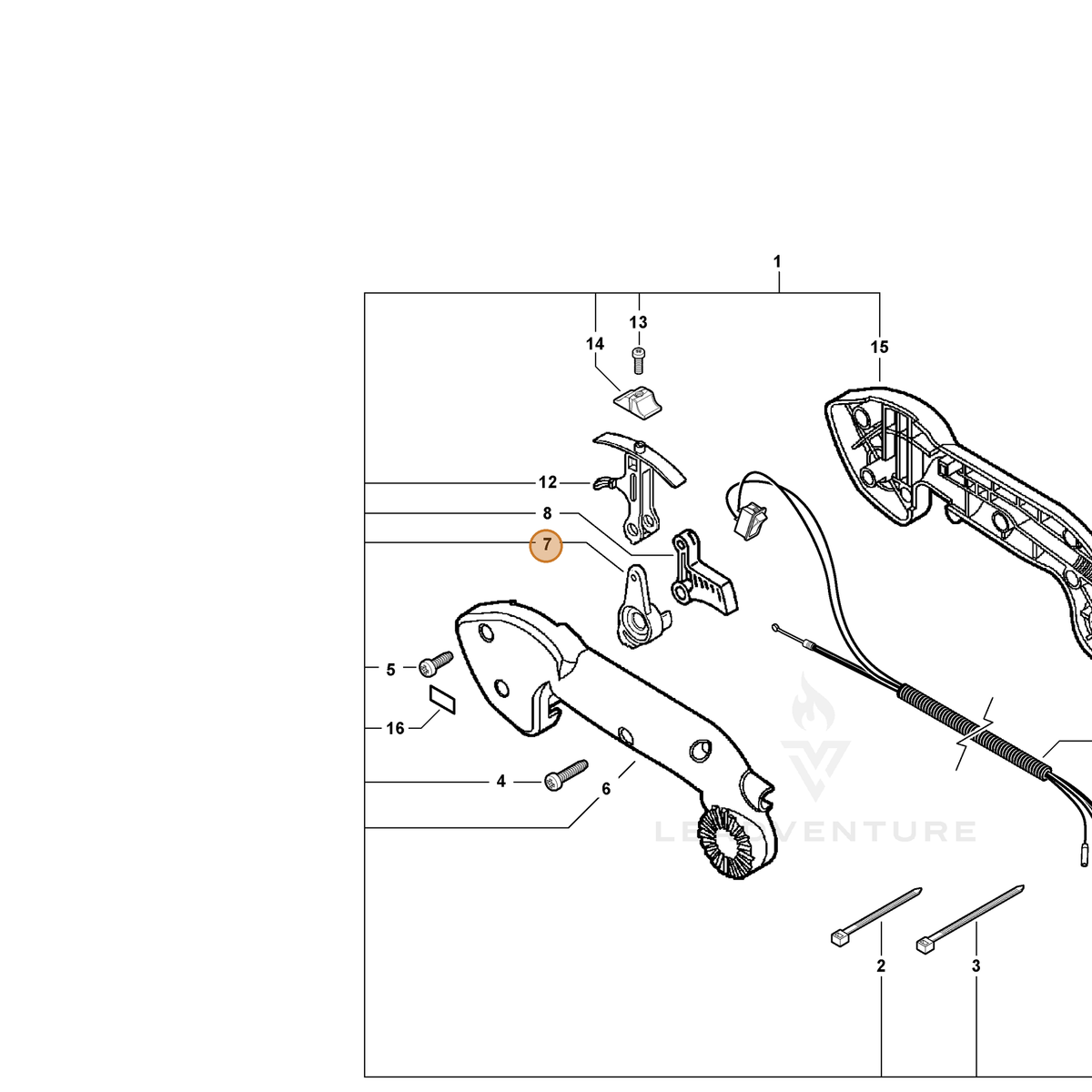 ECHO part C453000203 — IPL diagram snippet (6x zoom, amber highlight)