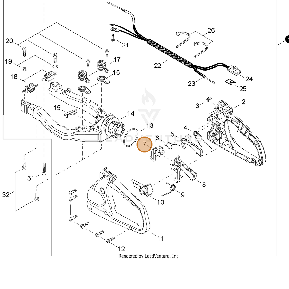 Echo part C453000370 — IPL diagram snippet (6x zoom, amber highlight)